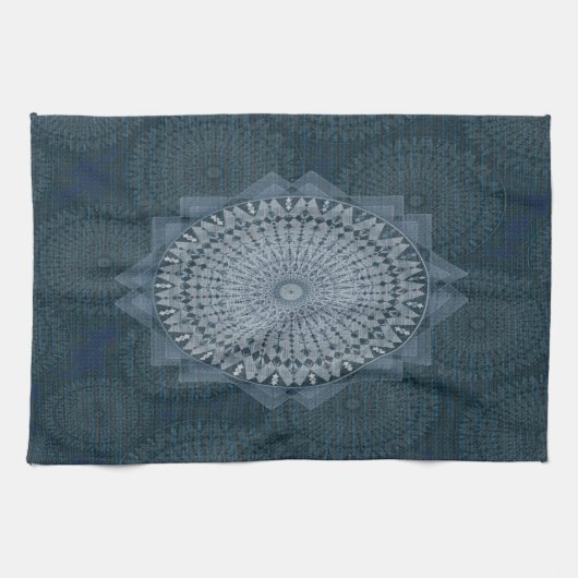 Een initiëring van de massablauwe cirkel theedoek (Horizontaal)