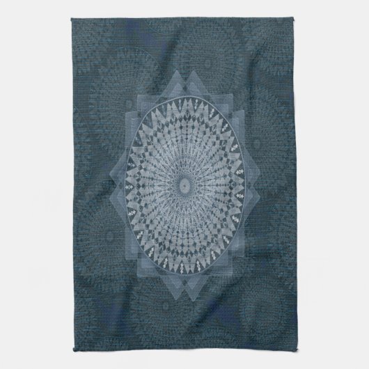 Een initiëring van de massablauwe cirkel theedoek (Verticaal)