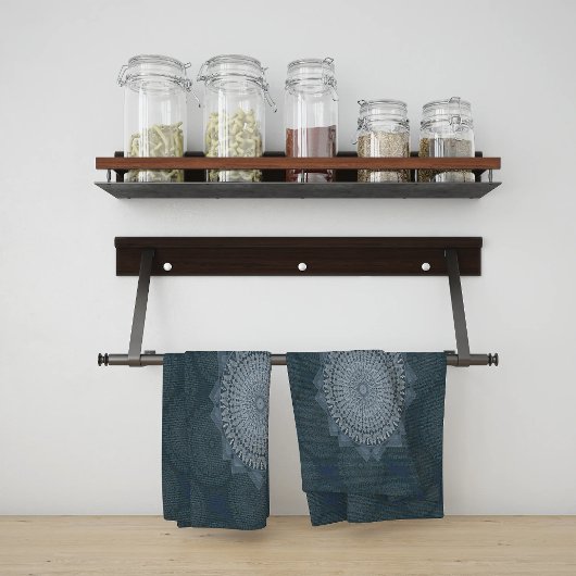 Een initiëring van de massablauwe cirkel theedoek