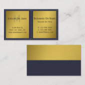Eén inkt blauw en goudmonogram visitekaartje (Voorkant / Achterkant)