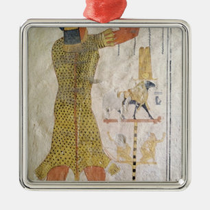 Een Inmutef-priester die een aanbod doet Metalen Ornament