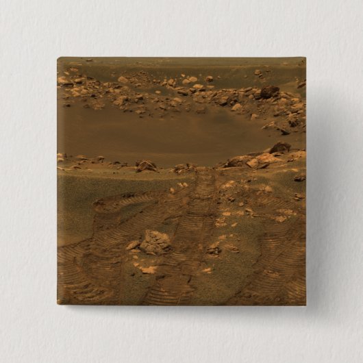 Een inslagkrater in de regio Meridian Planum Vierkante Button 5,1 Cm (Voorkant)