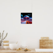 Een intergalactische luchthaven in de buitenruimte poster (Keuken)