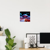 Een intergalactische luchthaven in de buitenruimte poster (Thuiskantoor)