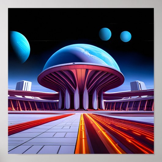 Een intergalactische luchthaven in de buitenruimte poster (Voorkant)