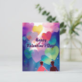 Een interraciaal paar uit liefde voor harten briefkaart (Staand voorkant)