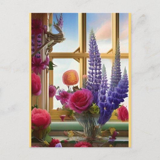 Een intrigerende kleurrijke florale Bouquet Briefkaart (Voorkant)