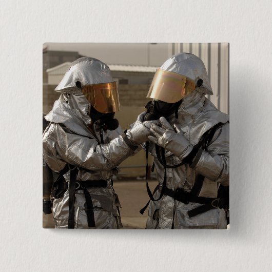 Een Iraakse brandweerman Vierkante Button 5,1 Cm (Voorkant)