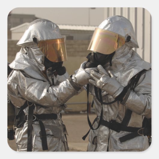 Een Iraakse brandweerman Vierkante Sticker (Voorkant)