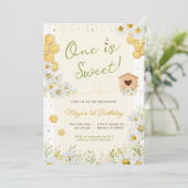 Een is de eerste eerste verjaardag van Sweet Bumbl Kaart (Staand voorkant)