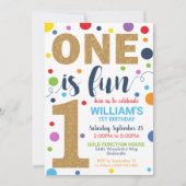 Eén is de Fun Birthday Invitation 1st Birthday Kaart (Voorkant)