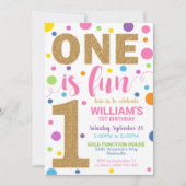 Een is het Fun Birthday Invitation Girl 1e verjaar Kaart (Voorkant)