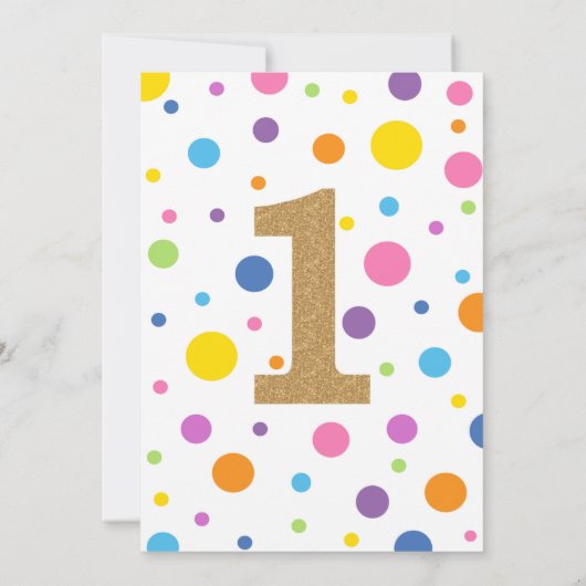 Een is het Fun Birthday Invitation Girl 1e verjaar Kaart (Achterkant)