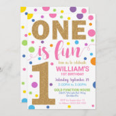 Een is het Fun Birthday Invitation Girl 1e verjaar Kaart (Voorkant / Achterkant)