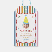 Eén is leuk hoed verjaardagsfeest cadeaubijslags cadeaulabel (Voorkant)