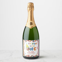 Eén is leuk hoed verjaardagsfeestje label