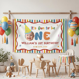 Eén is leuk hoed verjaardagsfeestje spandoek