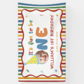 Eén is leuk hoed verjaardagsfeestje spandoek (Verticaal)