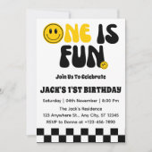 Een is leuk jongetje eerste verjaardag kaart (Voorkant)