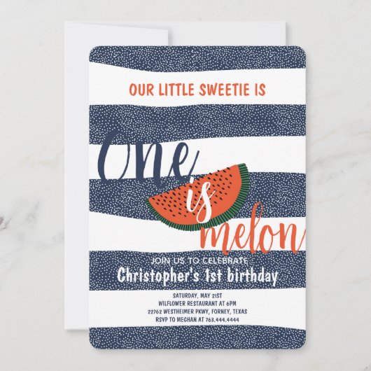 Een is Melon 1e Verjaardag Schattige Watermeloen G Kaart (Voorkant)