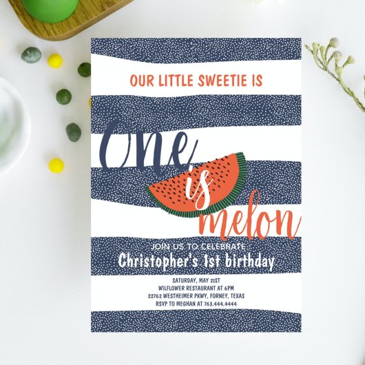Een is Melon 1e Verjaardag Schattige Watermeloen G Kaart