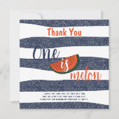 Een is Melon 1e Verjaardagsfeestje Watermeloen Bedankkaart (Voorkant)