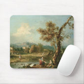 Een Italiaans rivierlandschap met reizigers Muismat (Met muis)