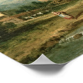 Een Italiaans rivierlandschap met reizigers Poster (Hoek)