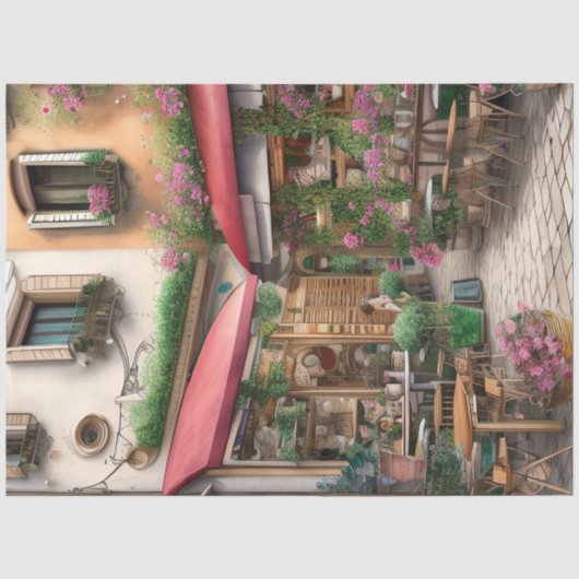 Een Italiaans Straatbeeld Ephemera Ontwerp Serie 6 Tissuepapier (Voorkant)