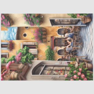 Een Italiaans Straatscène Ephemera Ontwerp Serie 2 Tissuepapier