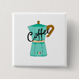 Een Italiaanse koffie moka Vierkante Button 5,1 Cm