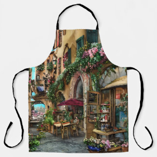 Een Italiaanse Straat Scène Ephemera Ontwerp Serie Schort