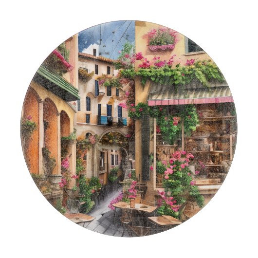 Een Italiaanse Straat Scène Ephemera Ontwerp Serie Snijplank (Voorkant)