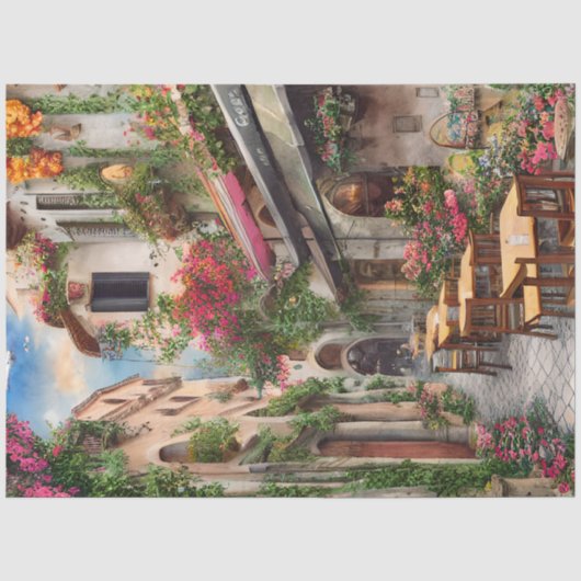 Een Italiaanse Straat Scène Ephemera Ontwerp Serie Tissuepapier (Voorkant)