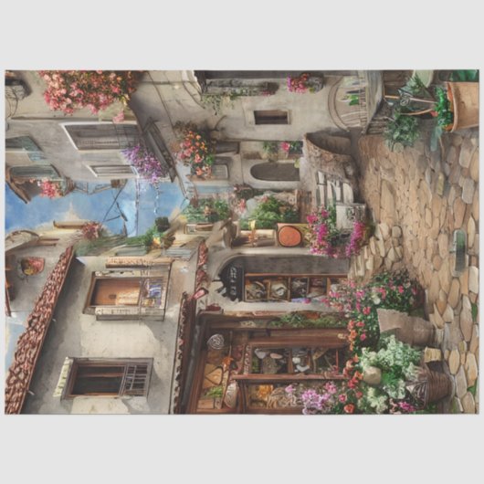 Een Italiaanse Straat Scène Ephemera Ontwerp Serie Tissuepapier (Voorkant)