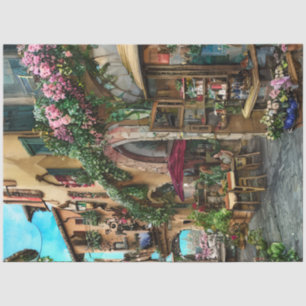 Een Italiaanse Straat Scène Ephemera Ontwerp Serie Tissuepapier