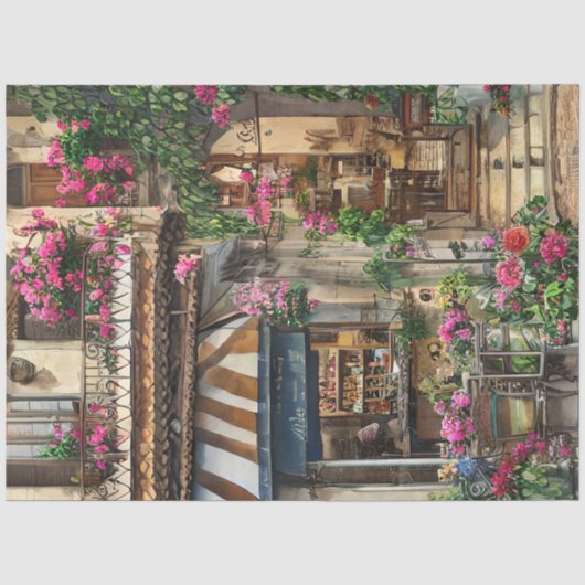 Een Italiaanse Straat Scène Ephemera Ontwerp Serie Tissuepapier (Voorkant)
