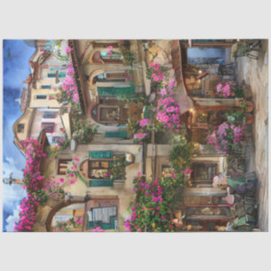 Een Italiaanse Straat Scène Ephemera Ontwerp Serie Tissuepapier