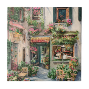 Een Italiaanse Straatscène Ephemera Ontwerp Serie Tegeltje
