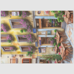 Een Italiaanse Straatscène Ephemera Ontwerp Serie Tissuepapier