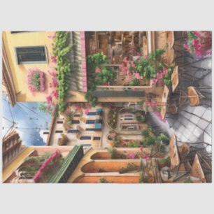 Een Italiaanse Straatscène Ephemera Ontwerp Serie Tissuepapier