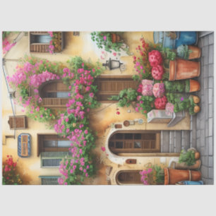 Een Italiaanse Straatscène Ephemera Ontwerp Serie Tissuepapier