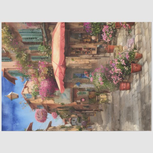 Een Italiaanse Straatscène Ephemera Ontwerp Serie Tissuepapier (Voorkant)