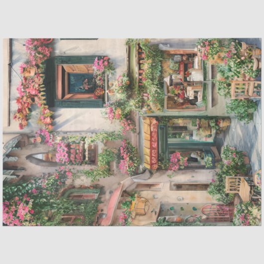 Een Italiaanse Straatscène Ephemera Ontwerp Serie Tissuepapier (Voorkant)
