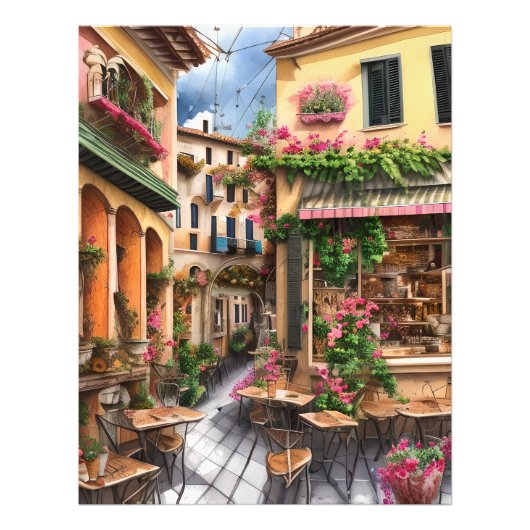 Een Italiaanse Street Scene Ephemera Design Series Foto Afdruk (Voorkant)