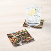 Een Italiaanse Street Scene Ephemera Design Series Kartonnen Onderzetters (Insitu)