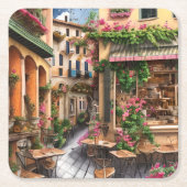 Een Italiaanse Street Scene Ephemera Design Series Kartonnen Onderzetters (Voorkant)