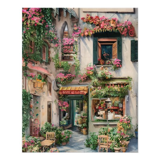 Een Italiaanse Street Scene Ephemera Design Series Perfect Poster (Voorkant)