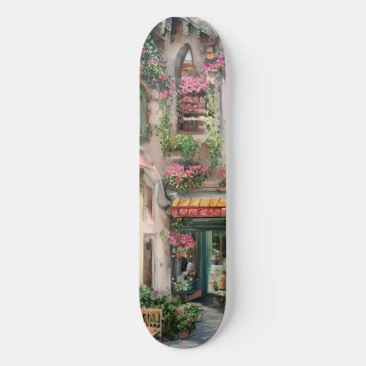 Een Italiaanse Street Scene Ephemera Design Series Persoonlijk Skateboard (Voorkant)