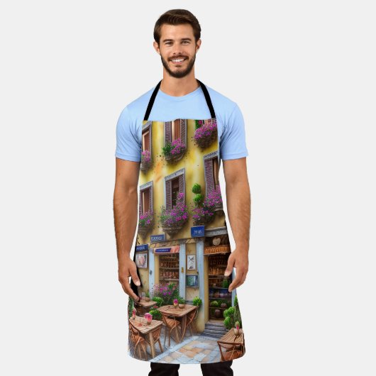 Een Italiaanse Street Scene Ephemera Design Series Schort (Gedragen)